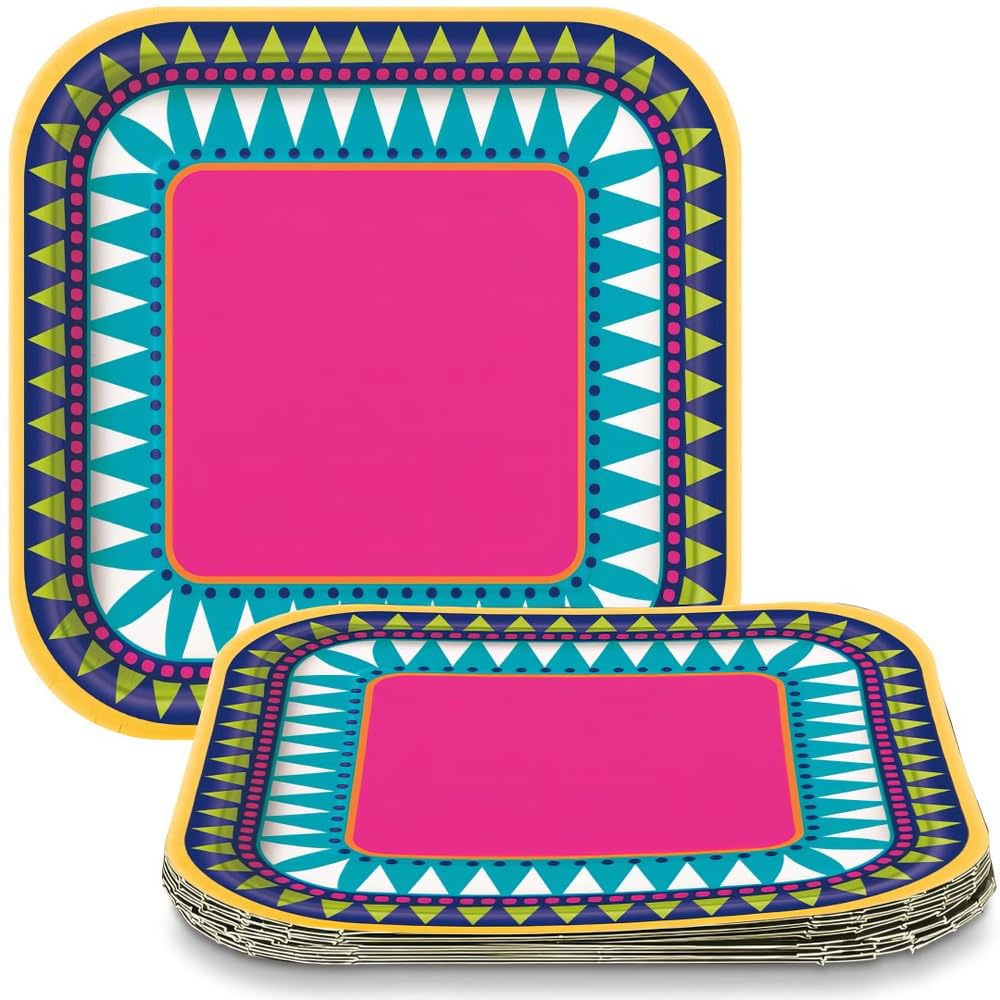 Assiettes En Carton Boho Fiesta - 18 Cm, Lot De 10 - Thème Mexicain, Décoration Fête - Idéal Pour Gâteaux Et Apéritifs - 4