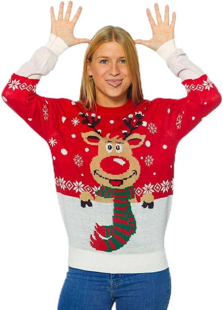 Maglione Natalizio Uomo/Donna - Rudolph, Materiale Riciclato, Unisex, Famiglia - Foto 5