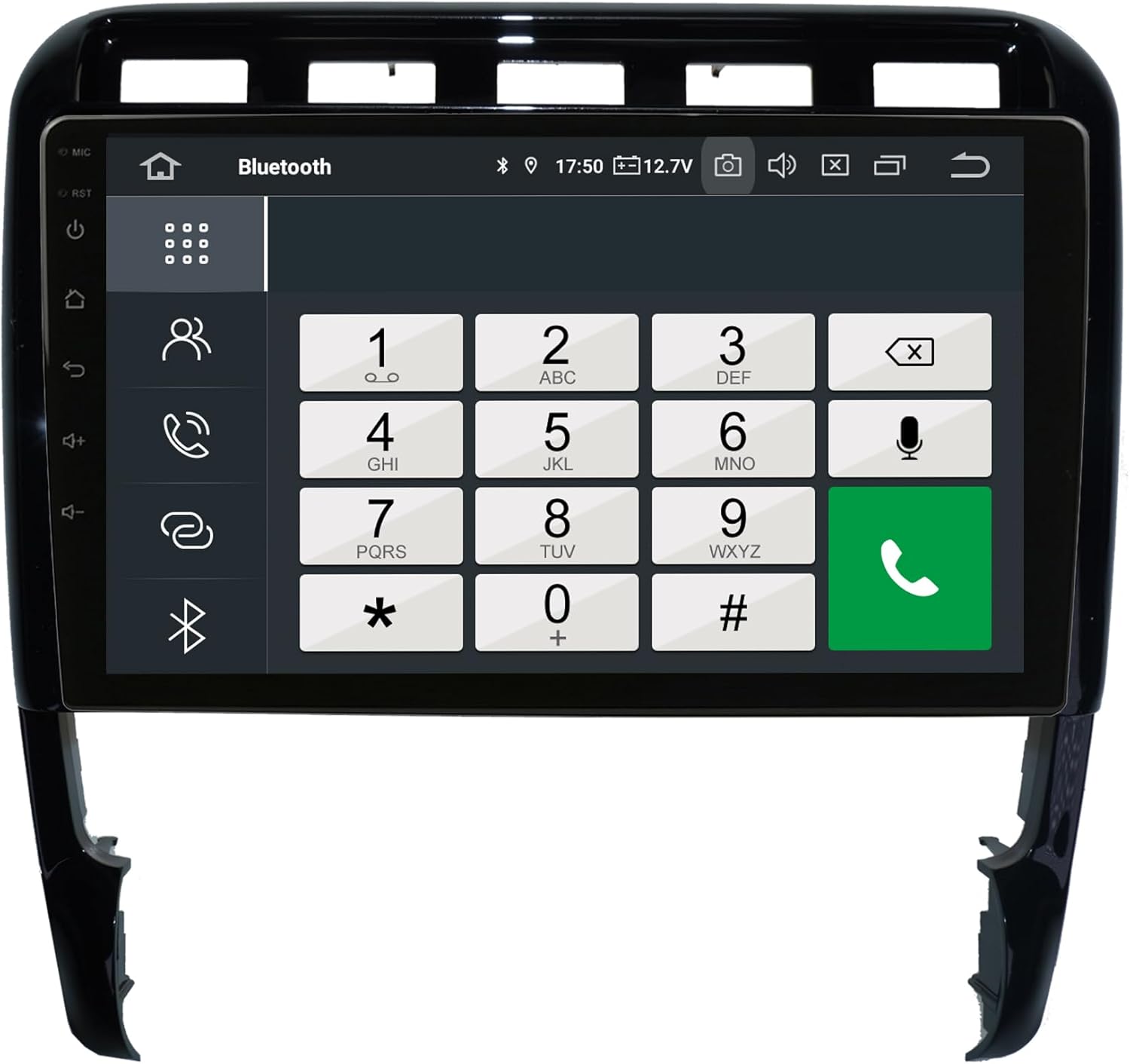 Bluetooth dialer screen showing a numeric keypad for making calls.