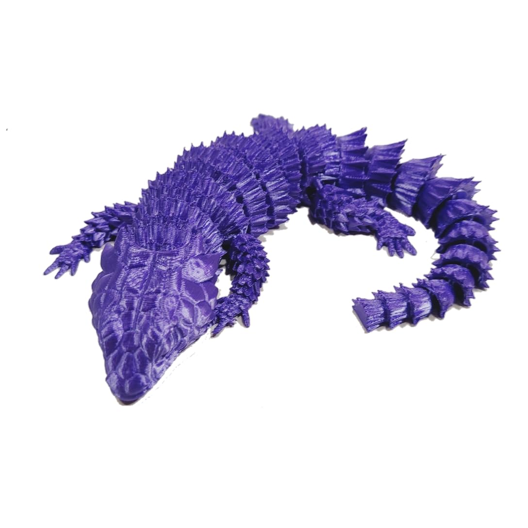 FlexiMech Armadillo Lizard 3d printed Lizard Emerald Green 12" Flexible Reptile Articulated Toy (Indigo Purple)