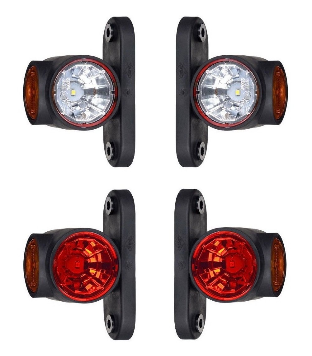 4 x Lámpara LED goma lateral de gálibo 12 V 24 V con certificado E Posición lámpara auto para camiones y coches coche bombilla lámpara luz blanco rojo naranja