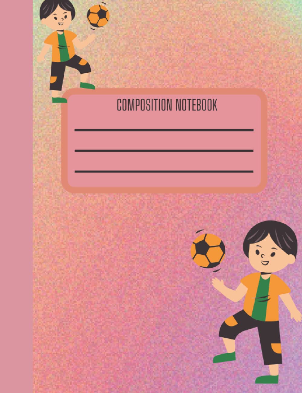 Composition subject notebook: Unique soccer kid student exercise book | wide ruled | 150 pages | sturdy durable softcover journal notebook | standard composition size | cute pastel rainbow color.