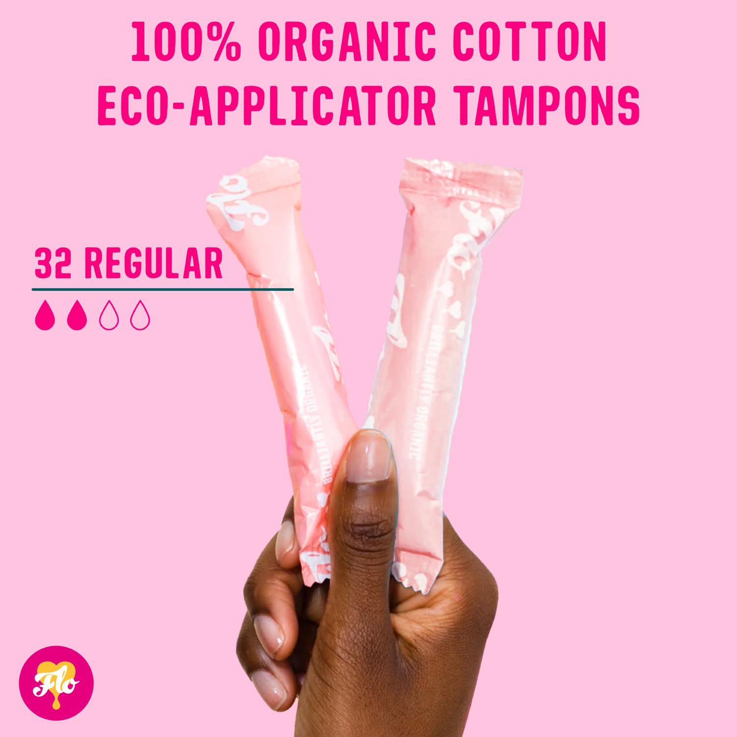 FLO Organic Cotton Super & Regular Tampon Bundle (64 tampons)