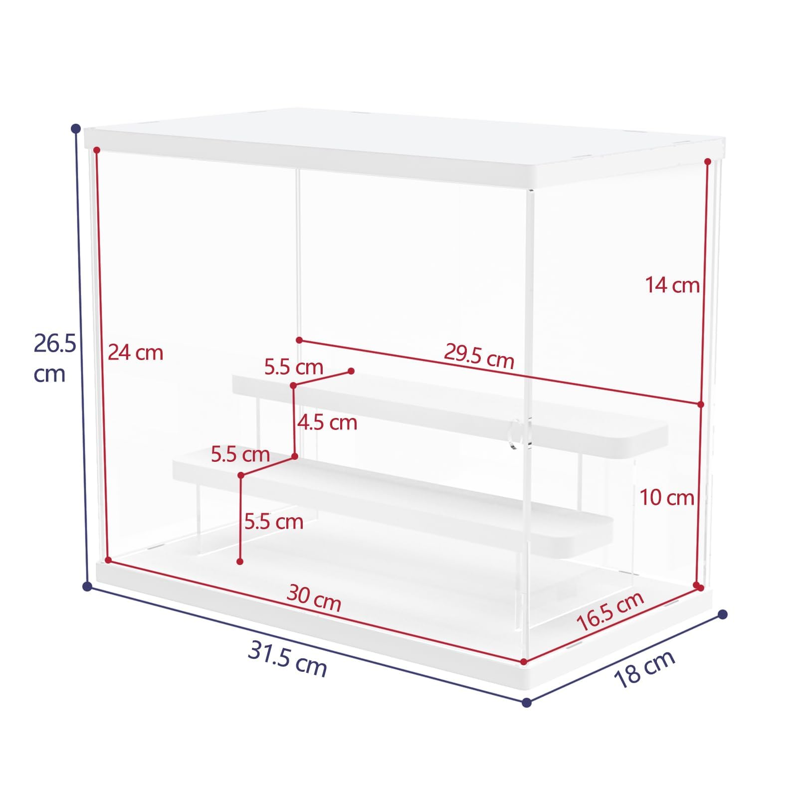 Vitrina de Acrílica Transparente, 3 Niveles Escaparate para Colección, Escaparate Funko Pop Expositor de Acrílico, Caja Vitrina de Acrílico Transparente para Figura Manga Amiibo, Blanco — view 2