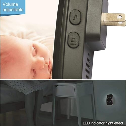 Miniatura 5 de Timbre inalámbrico, kit de timbre impermeable, rango de trabajo de 500 pies, volumen ajustable, 50 campanillas (1 a 1 blanco)