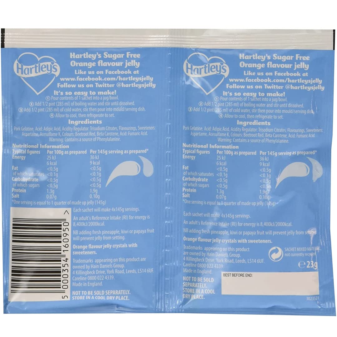 Hartleys sans Sucre d'orange Cristaux De Gelée De 23G De Paquet de 6