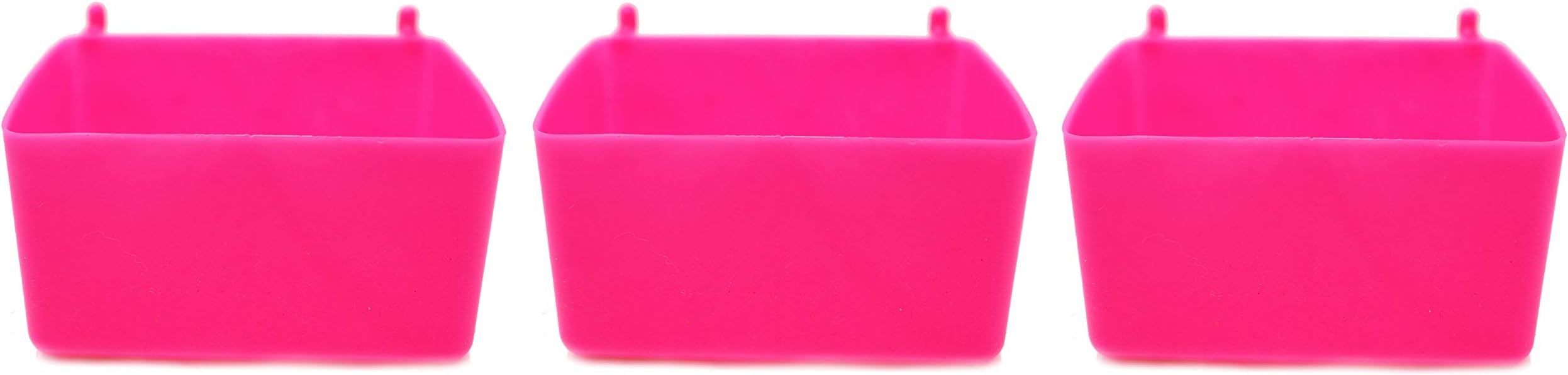 Small Plastic Pegboard Storage/Parts Bins - Multi-Pack - Red, Yellow, or Black (3, Florescent Pink)