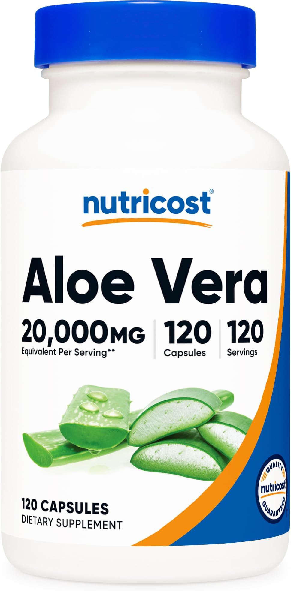 Aloe Vera 20,000mg, 120 Capsules - Gluten Free, Non-GMO, Vegetarian Friendly (100mg of 200:1 Extract)