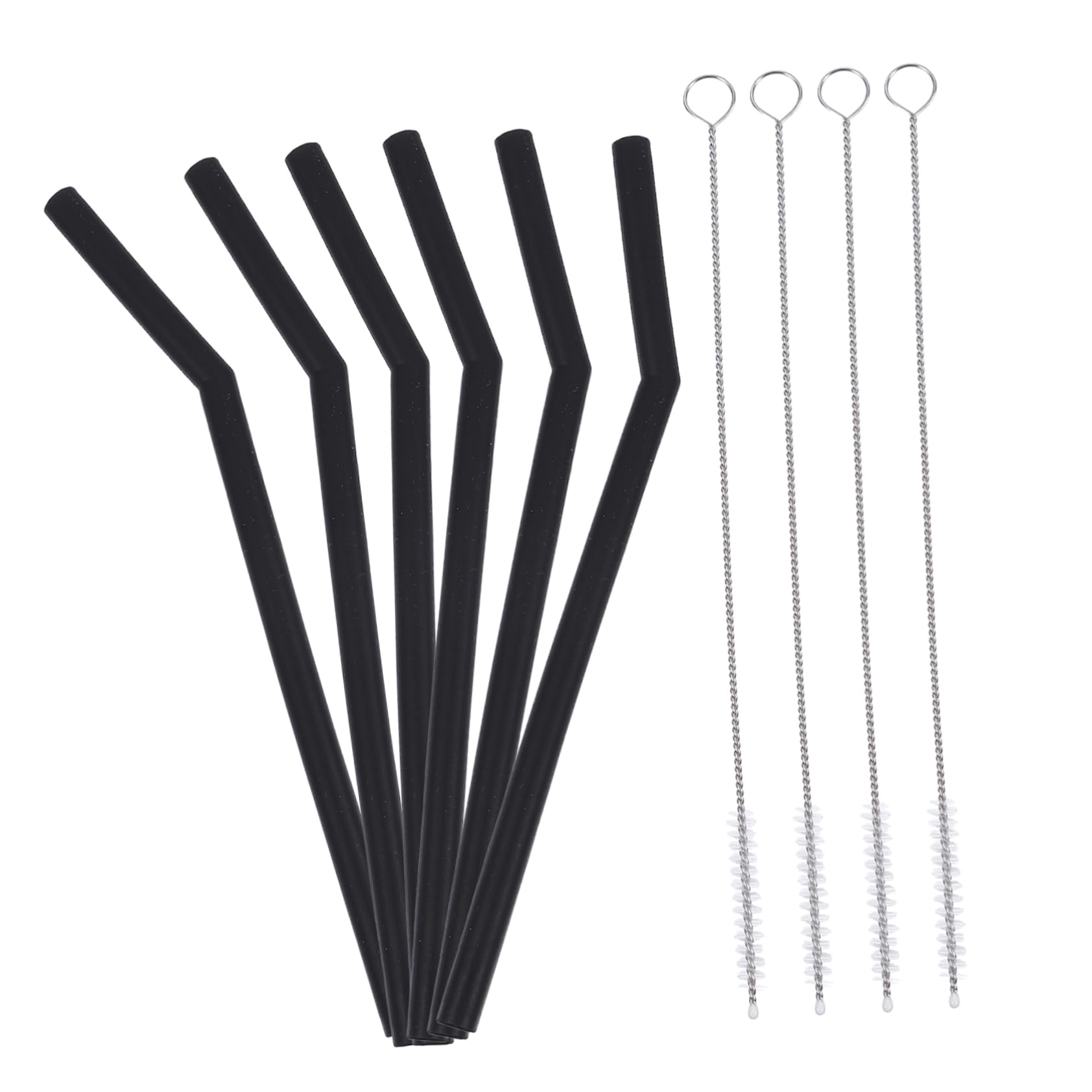 Pailles portables noires avec brosses de nettoyage Alipis pour lait et boissons | Lot de 32