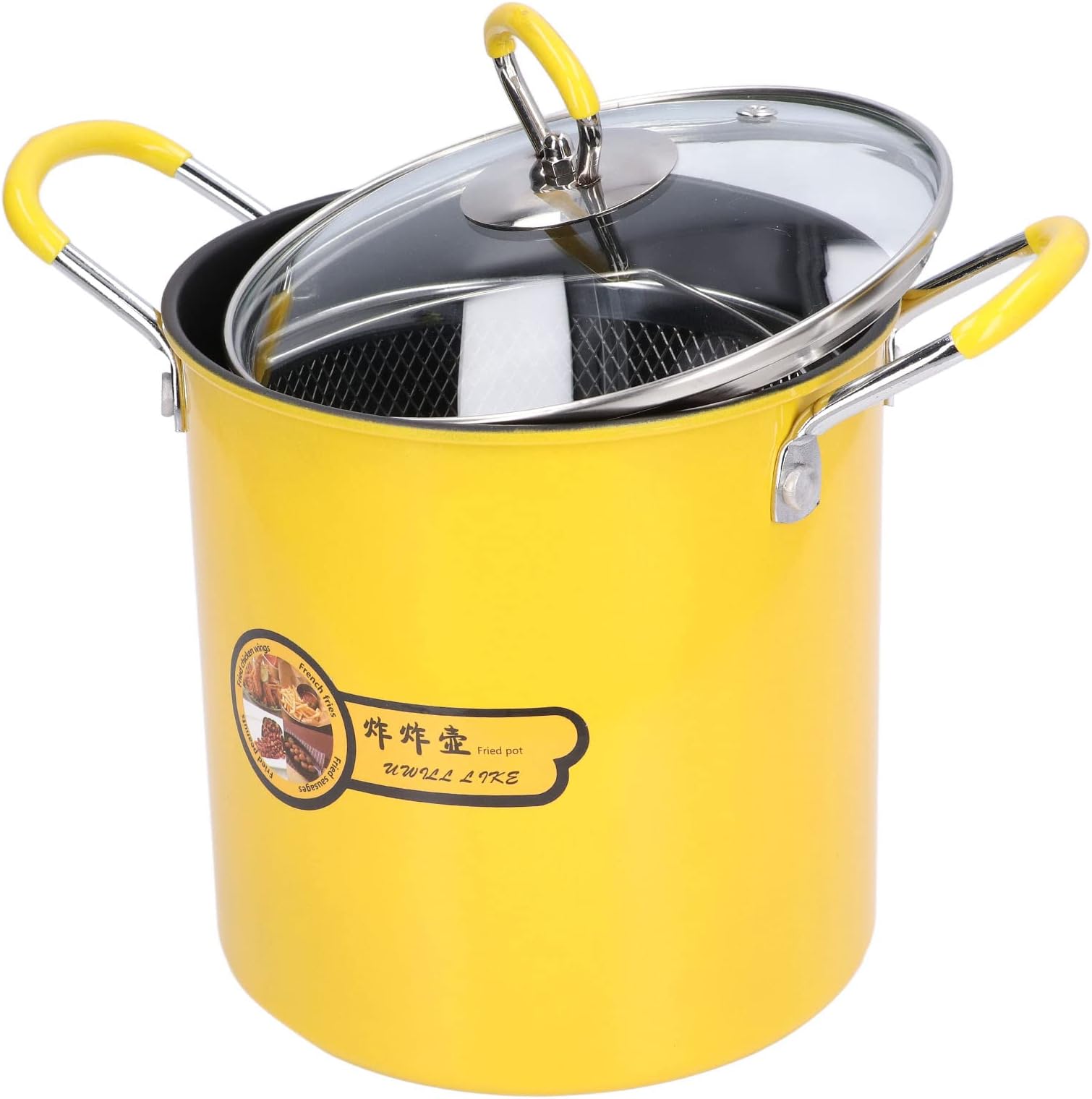 3L Deep Fryer Pot, Stainless Steel Japanese Frying Pot with Oil Filter Fil & Lid for Home Kitchen, Mini Deep Frying Pan with Nonslip Handle for Most Stove, Heat Insulation