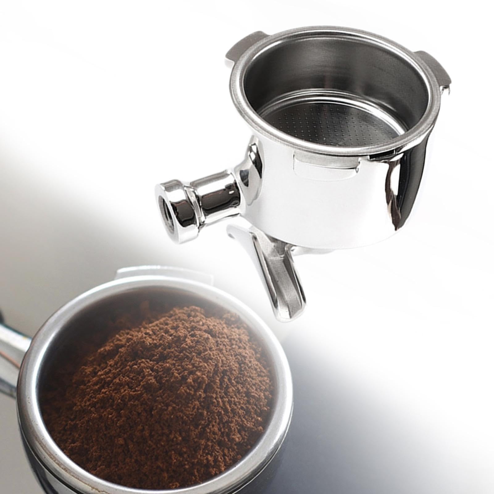 perfk Siebträgerkopf, 3 Ohren, leicht zu reinigen, Ersatz, Kaffeemaschinenteil, 51 mm Edelstahl für EC885 EC680 EC685 EC785, mit Filterkorb