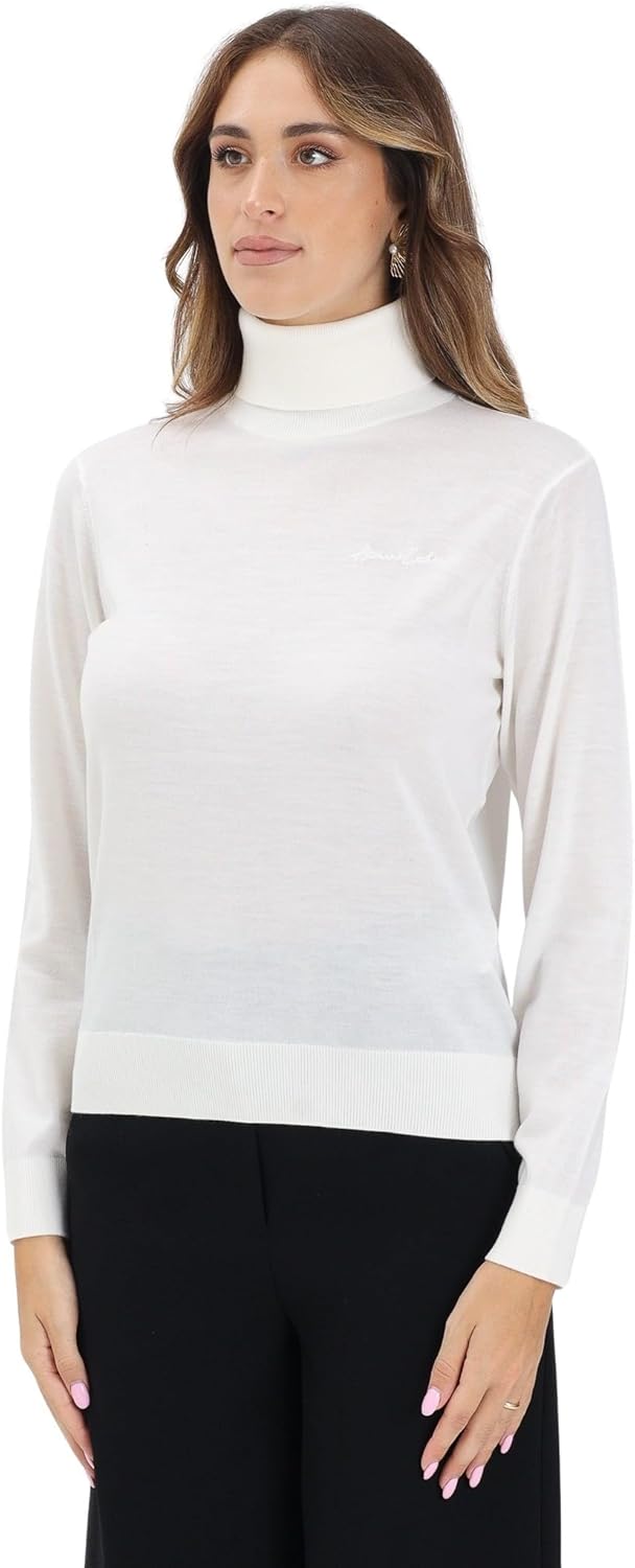 Armani Exchange Womens Knitted Merino Wool Signature Logo Turtleneck Sweater