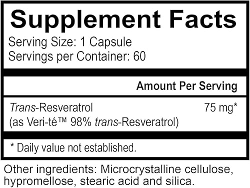 Miniatura 4 de NatureCity TrueResveratrol - Suplemento de resveratrol y apoyo antienvejecimiento con 75 mg de trans-resveratrol (98% de verific-te puro) para la