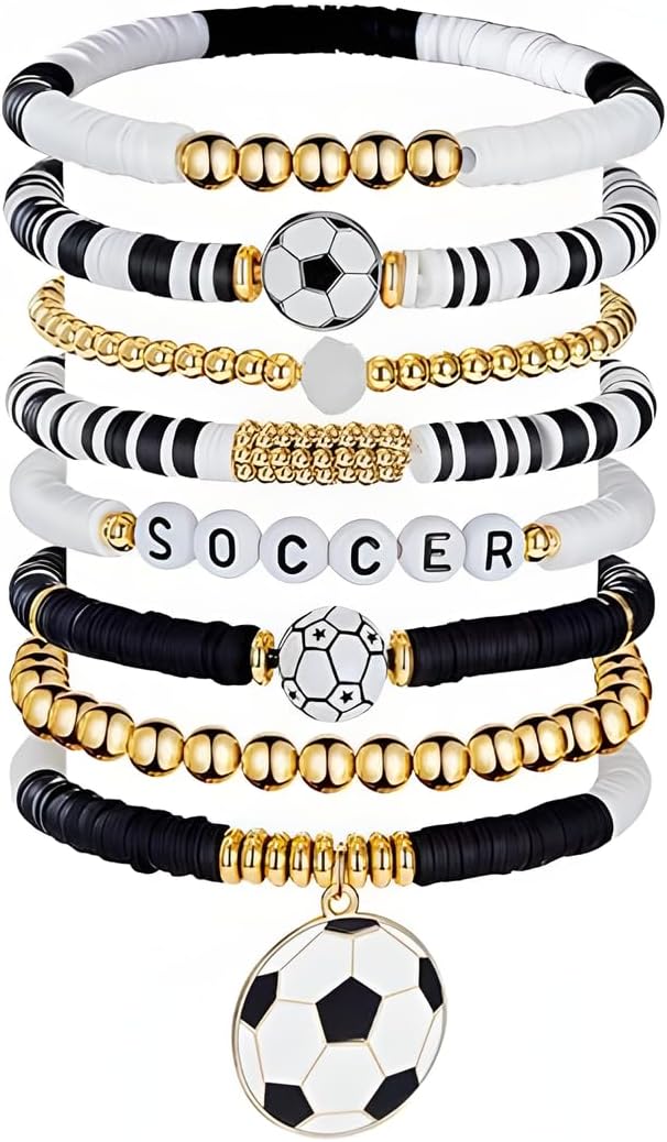 2026 World Soccer Cup Stretch Beaded Bracelets Soccer Gifts Football Charm Game Day Fan Bracelets Stackable Sports Jewelry for Women and Men Sports Party Favors Gifts