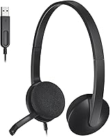 Logitech H340 USB Headset with Noise-Canceling Mic - Plug & Play Stereo for PC Mac Calls Music Black