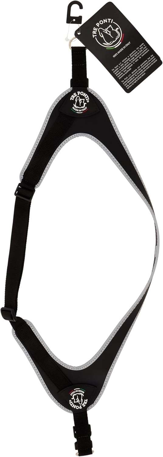 TRE Ponti Fibbia Small Dog Harness with Adjustable Belly Strap, 4 cm, Black