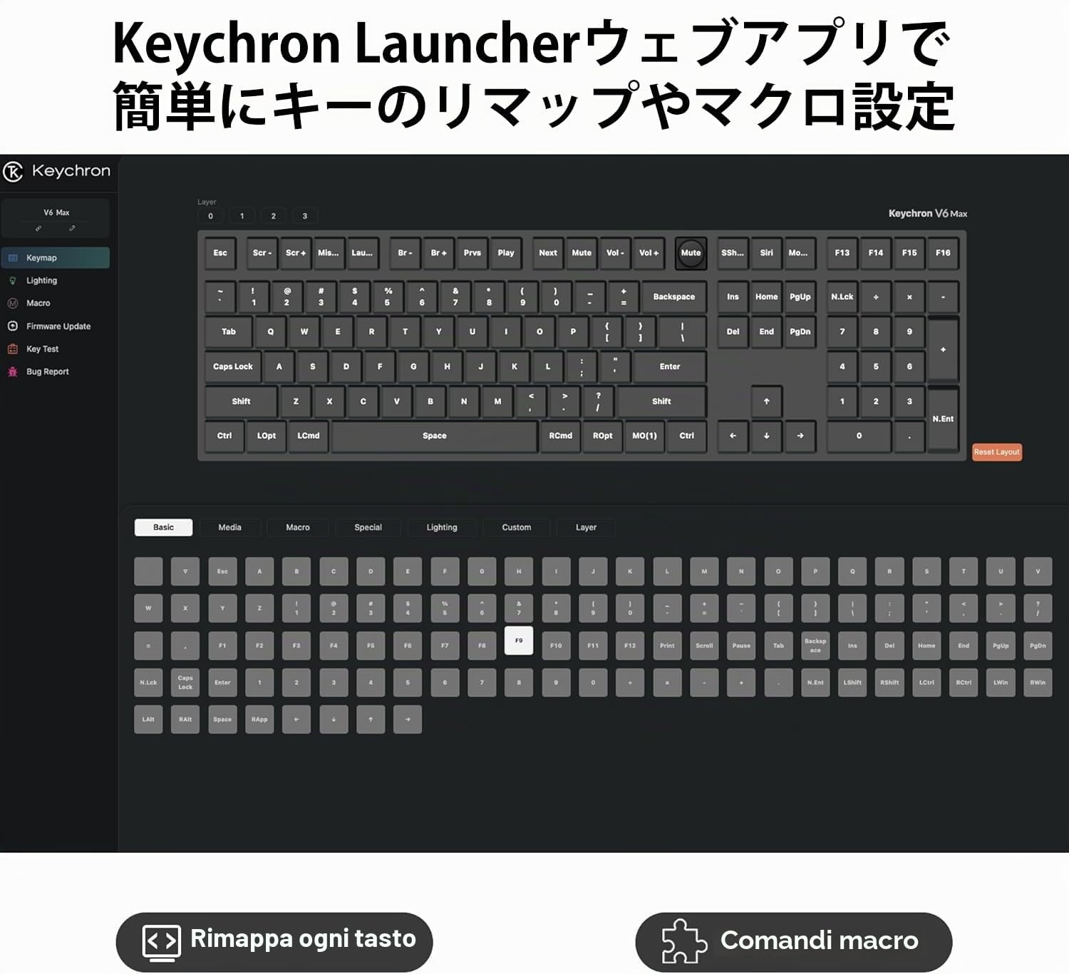 Keychron V6 Max Tastiera meccanica Wireless, 2,4 GHz/Bluetooth/USB-C 3 modalità di retroilluminazione RGB QMK/VIA Macro programmabile, tasti PBT Hot-Swappable per Mac Windows Gateron Jupiter Brown