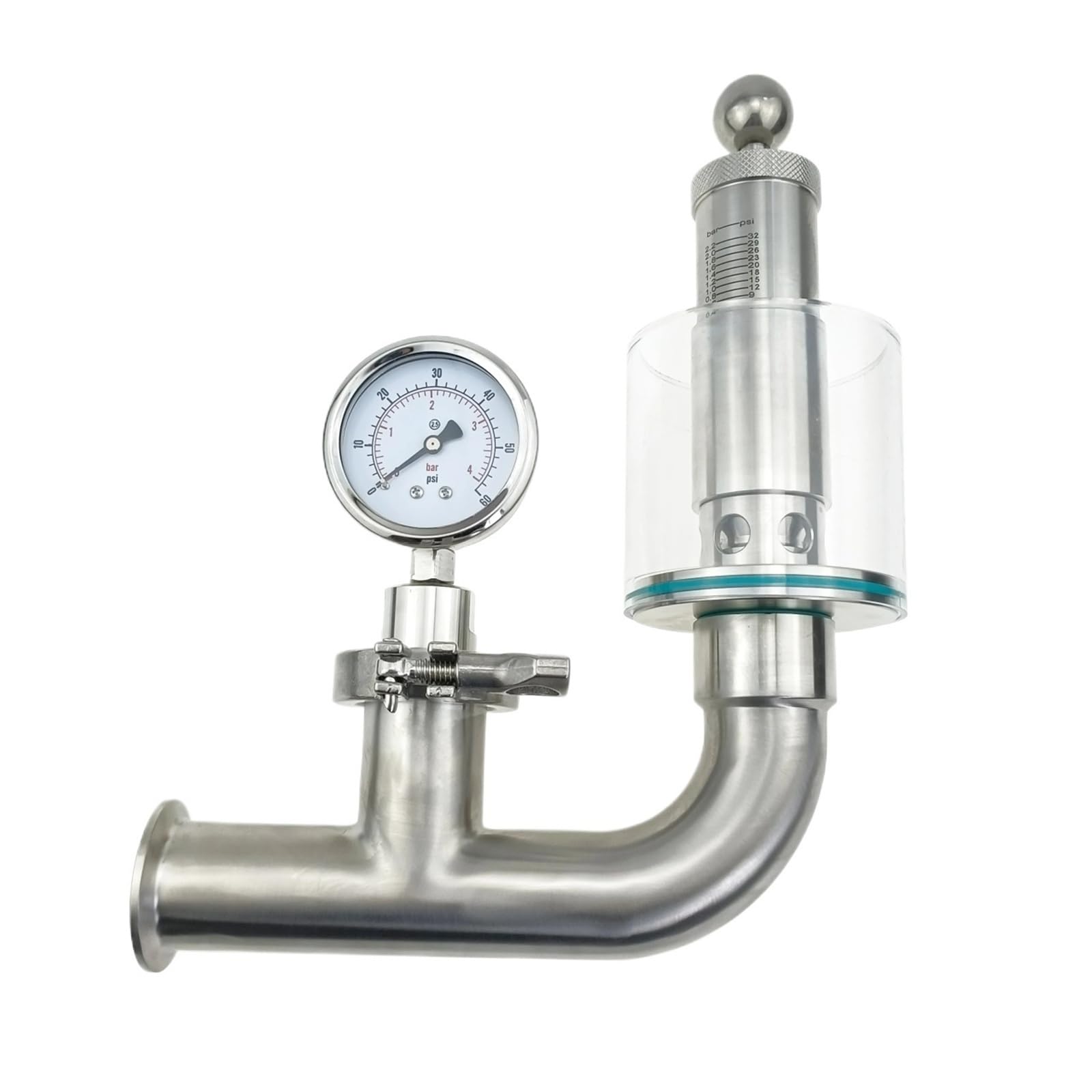 Soupape décharge bière 1.5 TC manomètre inox cuve fermentation homebrew