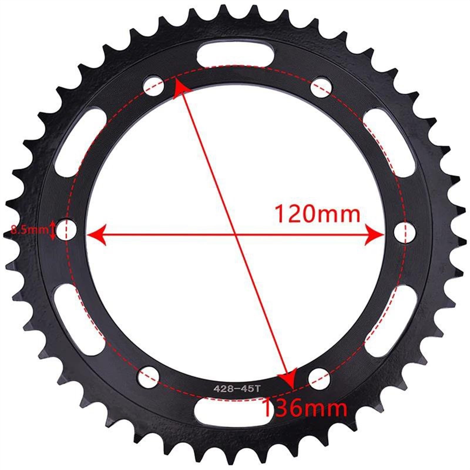 Pieza de piñón Piñón Trasero De Motocicleta 428 45T 45 Dientes para Yamaha Road XT250 X/Y/Z/A/B/D/E/F/G/H/J 2008-2018 2017 2016 2015 2014 2013 2012 2011 2010