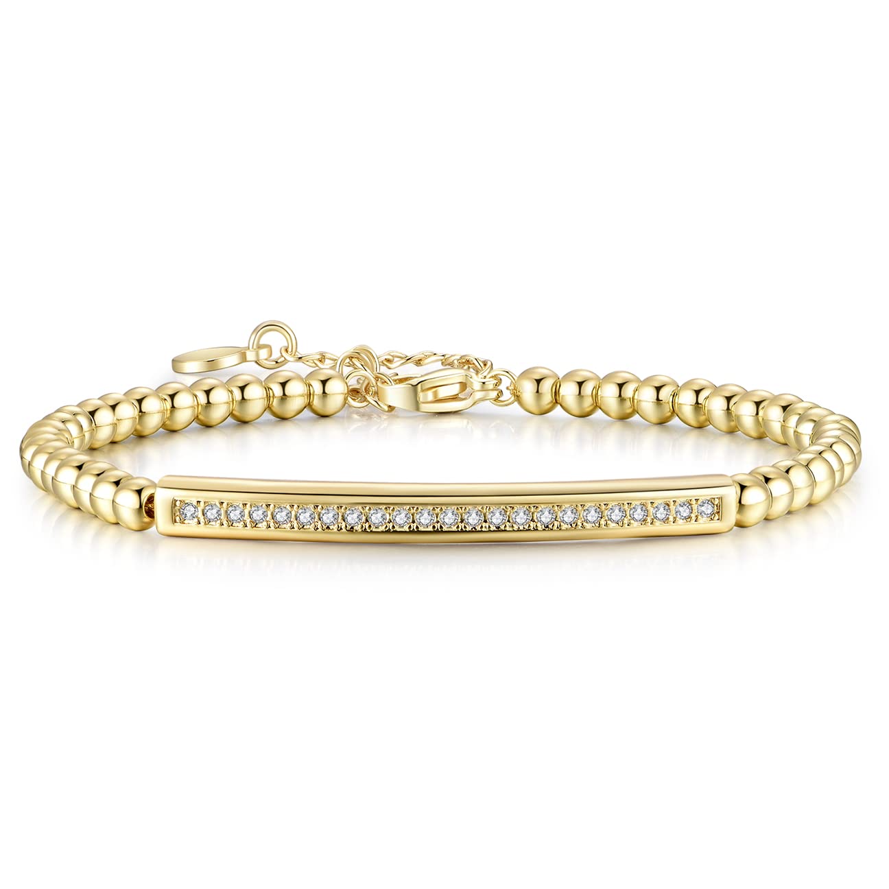 Nuzon 4mm Gold Beaded Chain Bracelet For Women Dainty 18k - Main Image