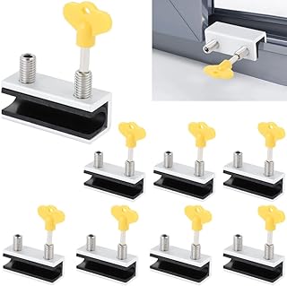 Homaisson Sliding Window Locks, 8 Packs Aluminum Alloy Security Window Locks with Keys Rubber Gaskets, Screw-onto Adjustable Window Stoppers for Horizontal/Vertical Sliding Windows/Doors