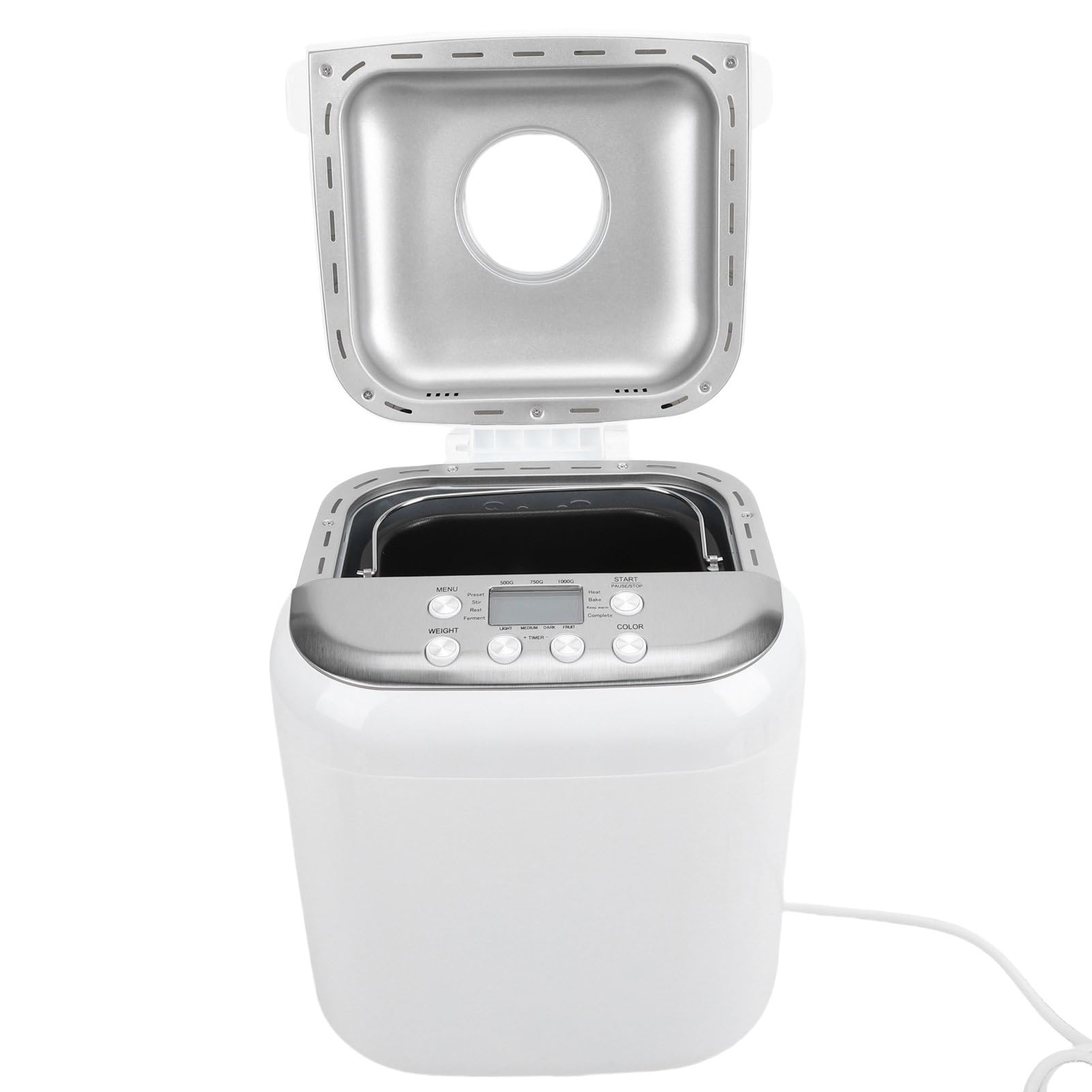 Haofy Máquina para Hacer Pan Máquina de Pan Programable Automática con 19 Preajustes 3 Tamaños de Potente Motor de 600 W Sartén Antiadherente para Casero Masa Galletas Mermeladas (Enchufe de la UE)