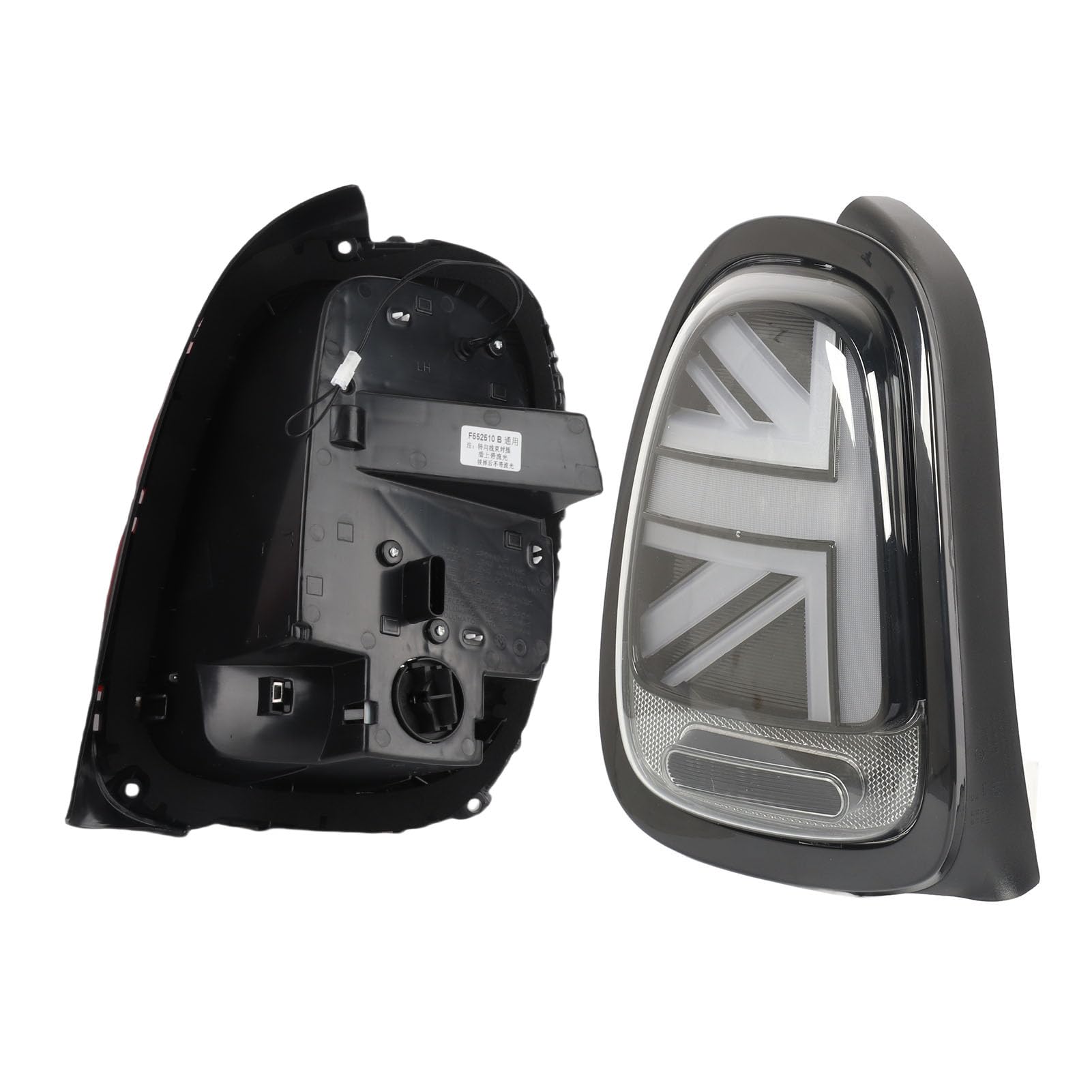 Tbest Luces Traseras LED Completas Union Jack, Señal de Secuencial, Actualización Plug and Play para Mini F55 F56 F57 S JCW Modelos 2014 a 2024 Marco Negro de Alto Brillo (blanco negro)