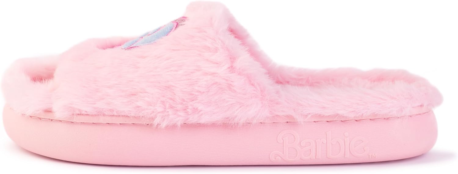 Barbie Women's Barbie Cozy X-band & Open Toe Faux Fur Memory Foam Indoor Outdoor Soled Slipper Xs-xl