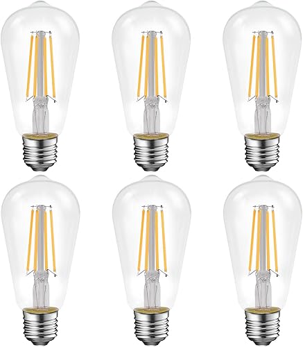 Energetic - Bombillas LED Edison vintage, 7 W, equivalente a 60 W, 700 lm, alto brillo blanco suave 2700 K, bombillas de filamento LED antiguas ST58