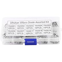 Yosoo Health Gear Electronic Diode Assortment Kit, 100 Pieces Rectifier Diodes, 10 Values 1N4001-1N4007 1N5817-1N5819, with Storage Box for Electronics Professionals