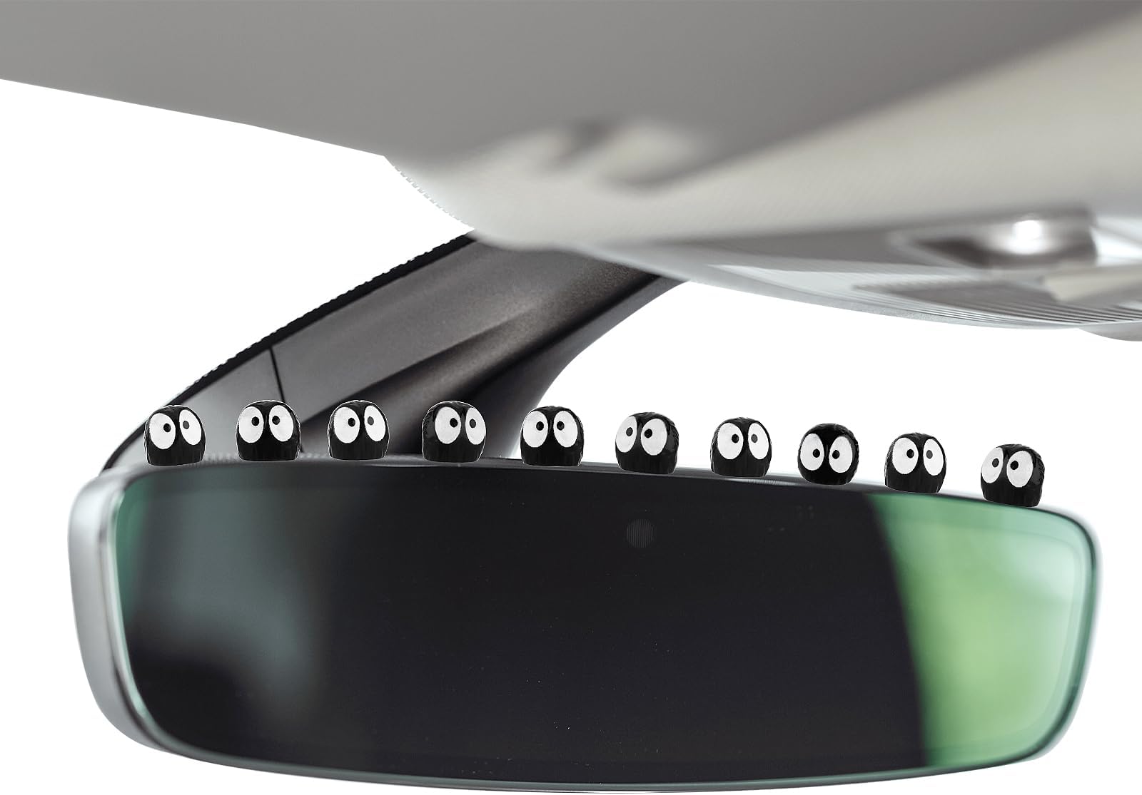 30PCS Cute Small Black Elf Dashboard Ornaments, Coal Ball Auto Rearview Mirror Decor Mini Cartoon Resin Figures Aesthetic Car Interior Accessories for Women Men