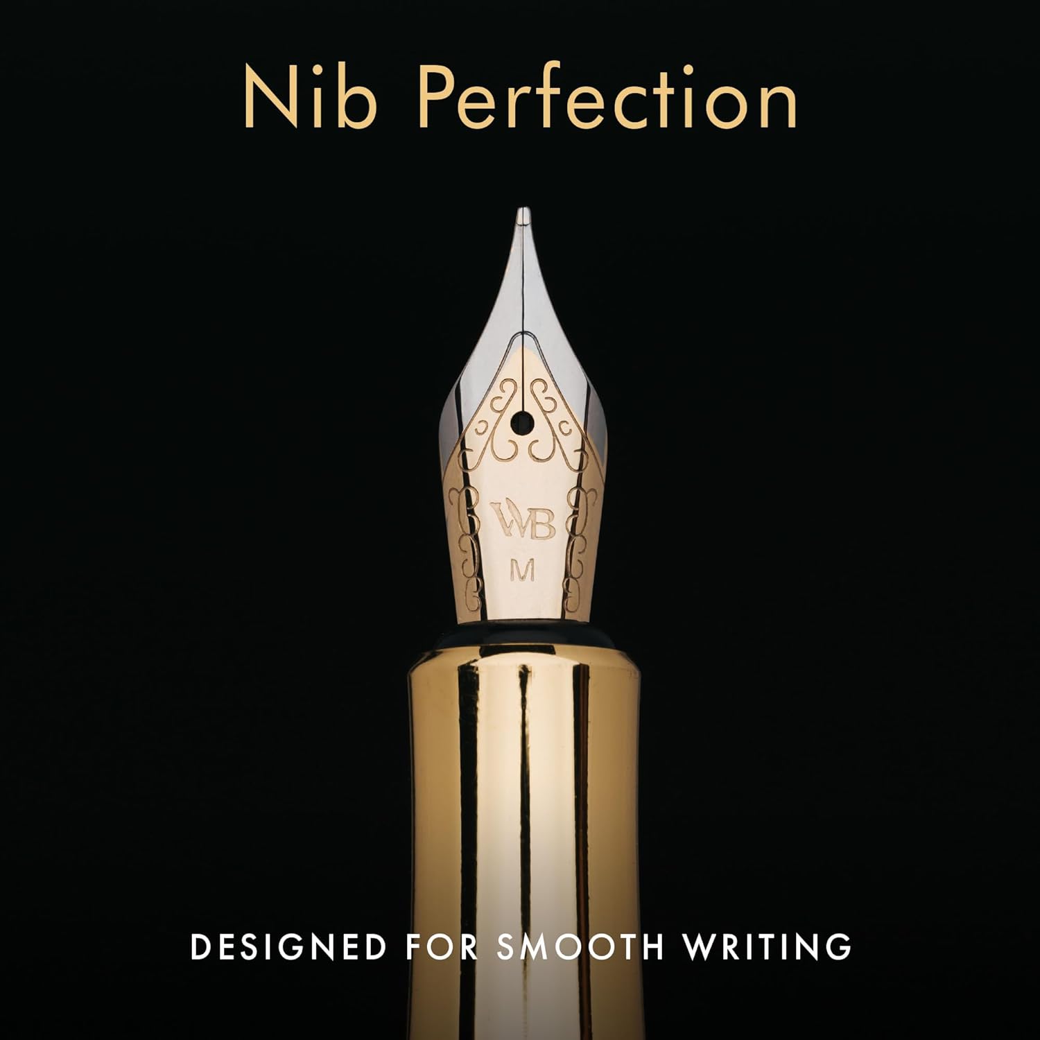 Wordsworth and Black Fountain Pen Mini EDC: Luxury Gold Heavy Pocket Pen, Gold Finish, Medium Nib, 6 Ink Cartridges, Ink Converter, Travel Refillable Writing Pen Gift Set, Men & Women