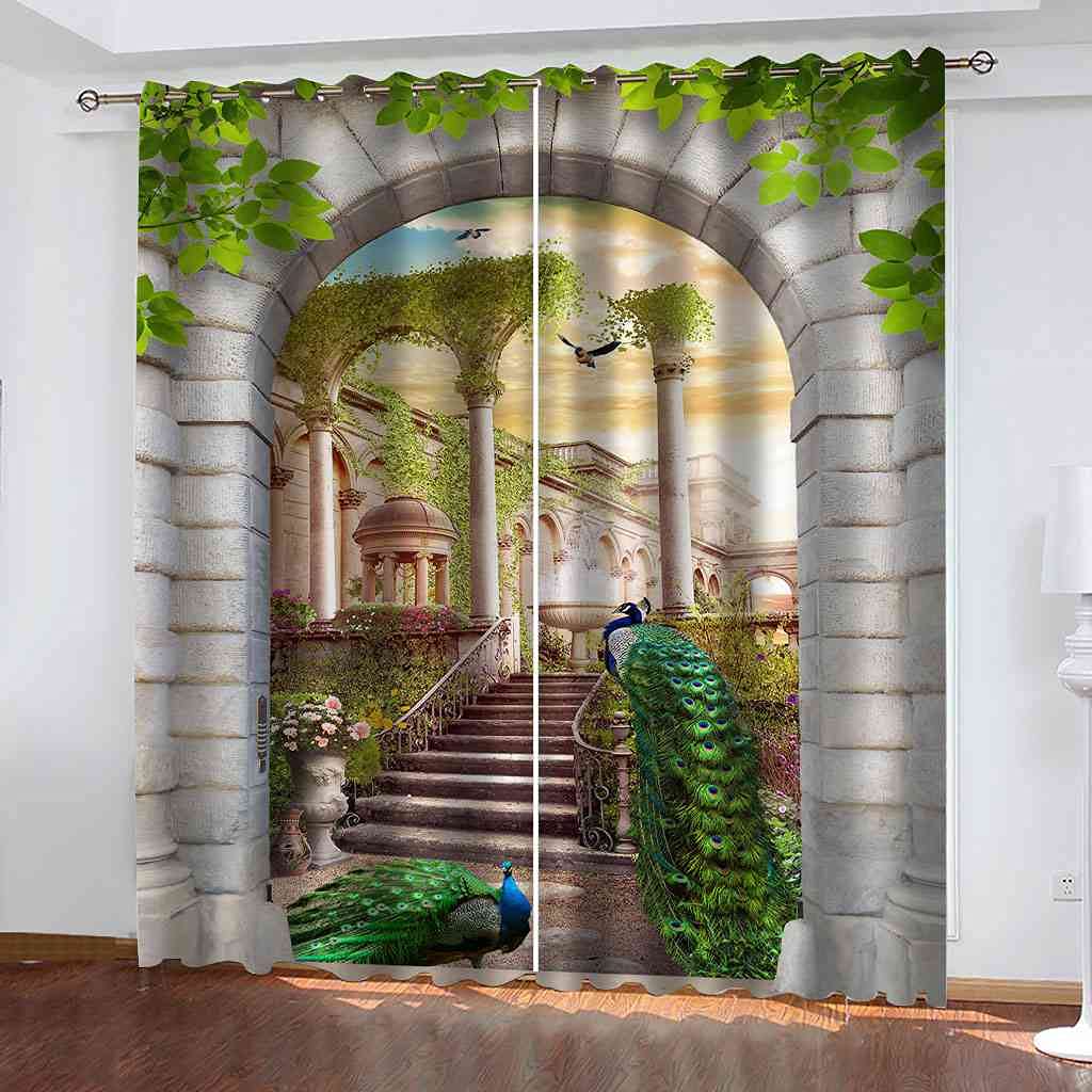 Rideau occultant thermique paon 3D tissu lourd isolant bruits pour rideaux chambre enfant salon