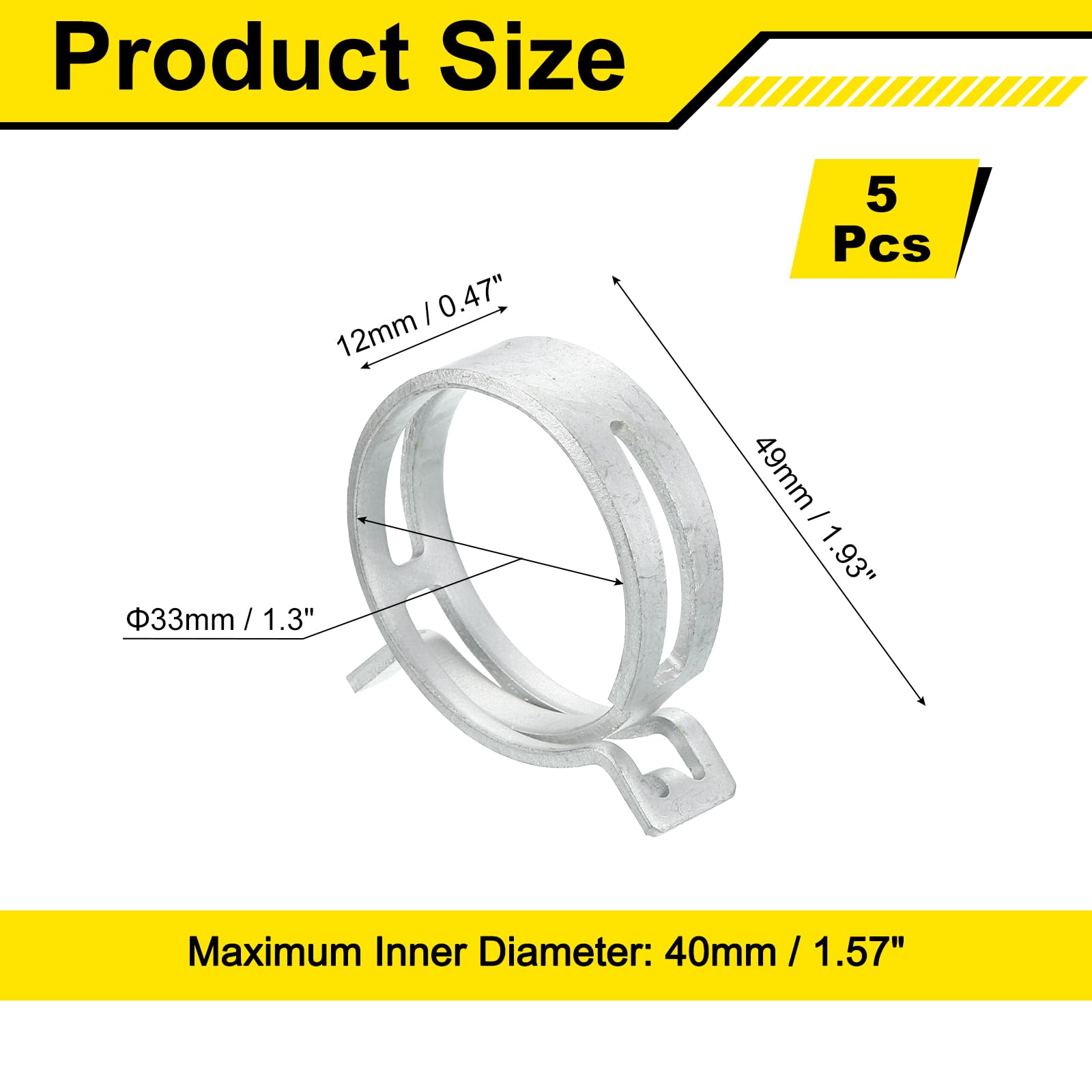 Sourcingmap 5Pcs Spring Band Type Action Fuel/Silicone Vacuum Hose Pipe Clamp - Image 2