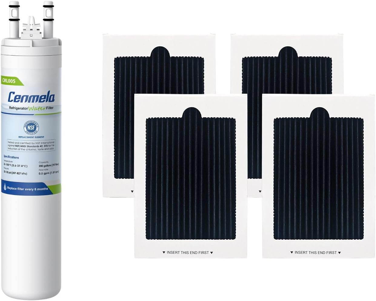 CML005 Replacement for ULTRAWF Water Filter 1 PCS & PAULTRA Air Filter 4 PCS, Compatible with Pure Source Ultra, Kenmore 9999, 469999, 46-9999, A0094E28261, 242017801, 241791601, 242017800