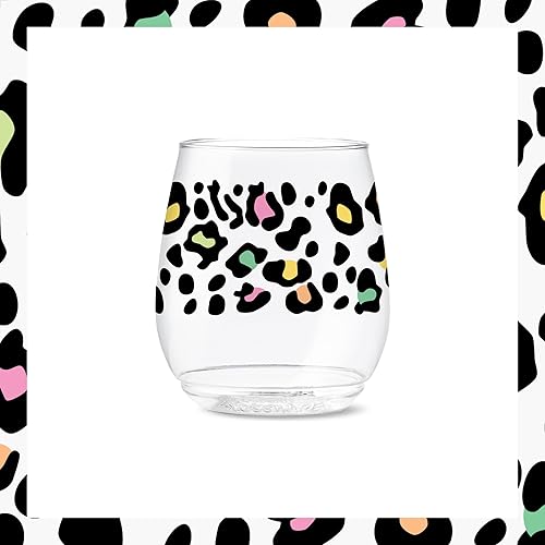 Miniatura 3 de TOSSWARE POP - Vasos de vino de 14 onzas Serie XOXO, juego de 6 vasos impresos de plástico reciclables, irrompibles y cristalinos