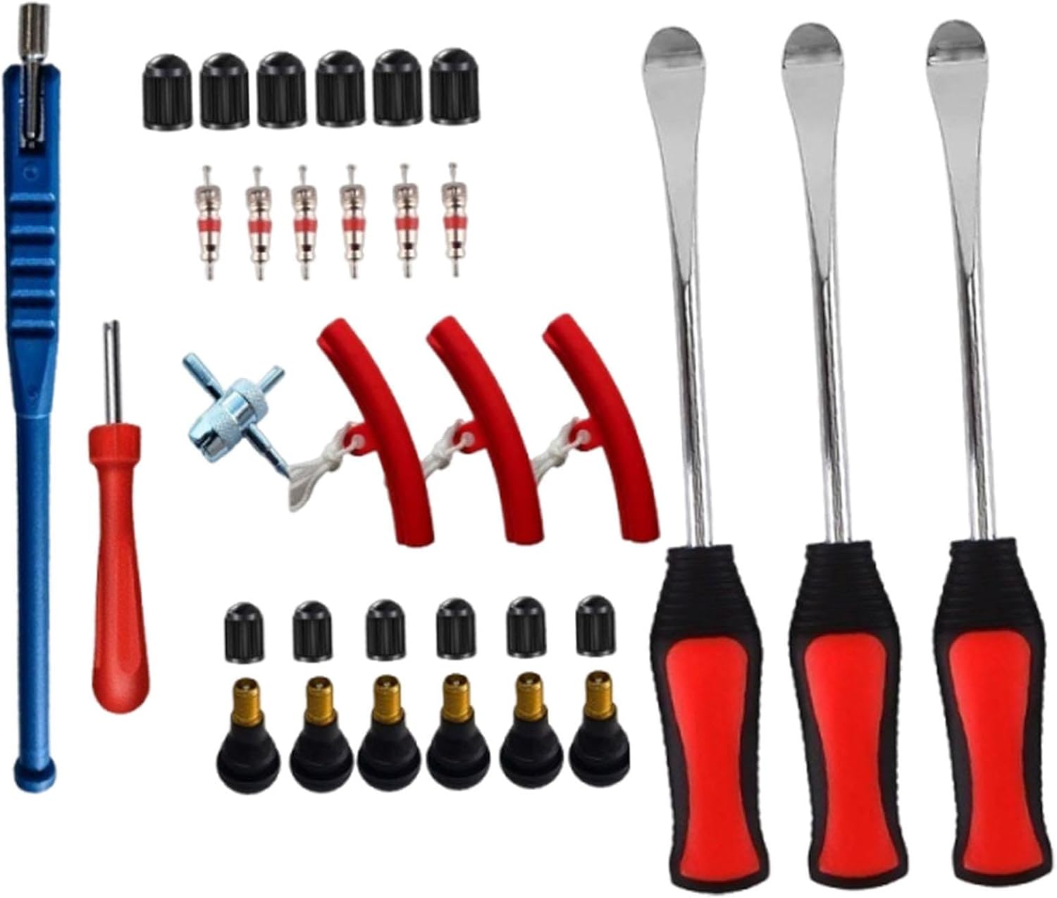 Auto Motorbike Tire Changing Spoons Tool Set Bead Breaker Professional Accessories Sturdy with Rim Protection Multipurpose, 27Pcs