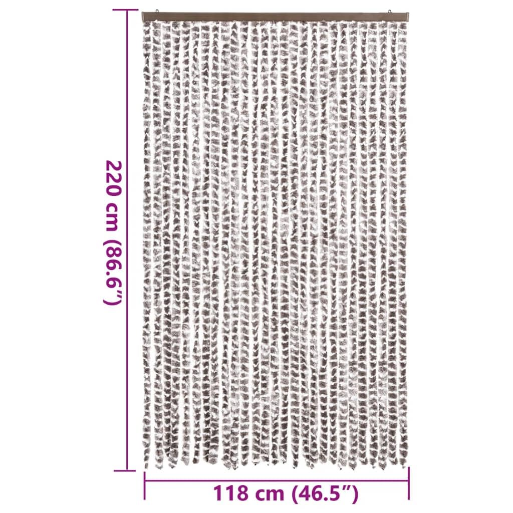 Tenda Antimosche Tortora e Bianca 118x220 cm in Ciniglia,Tenda Antimosche per Finestre e Porte Leggera Resistente all'Acqua Silenziosa Zanzariera Antiisetti-4004892