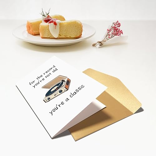 Miniatura 5 de Chenive Divertida tarjeta de cumpleaños de vinilo para él y ella, tarjeta de cumpleaños vintage para papá y abuelo, tarjeta de cumpleaños para