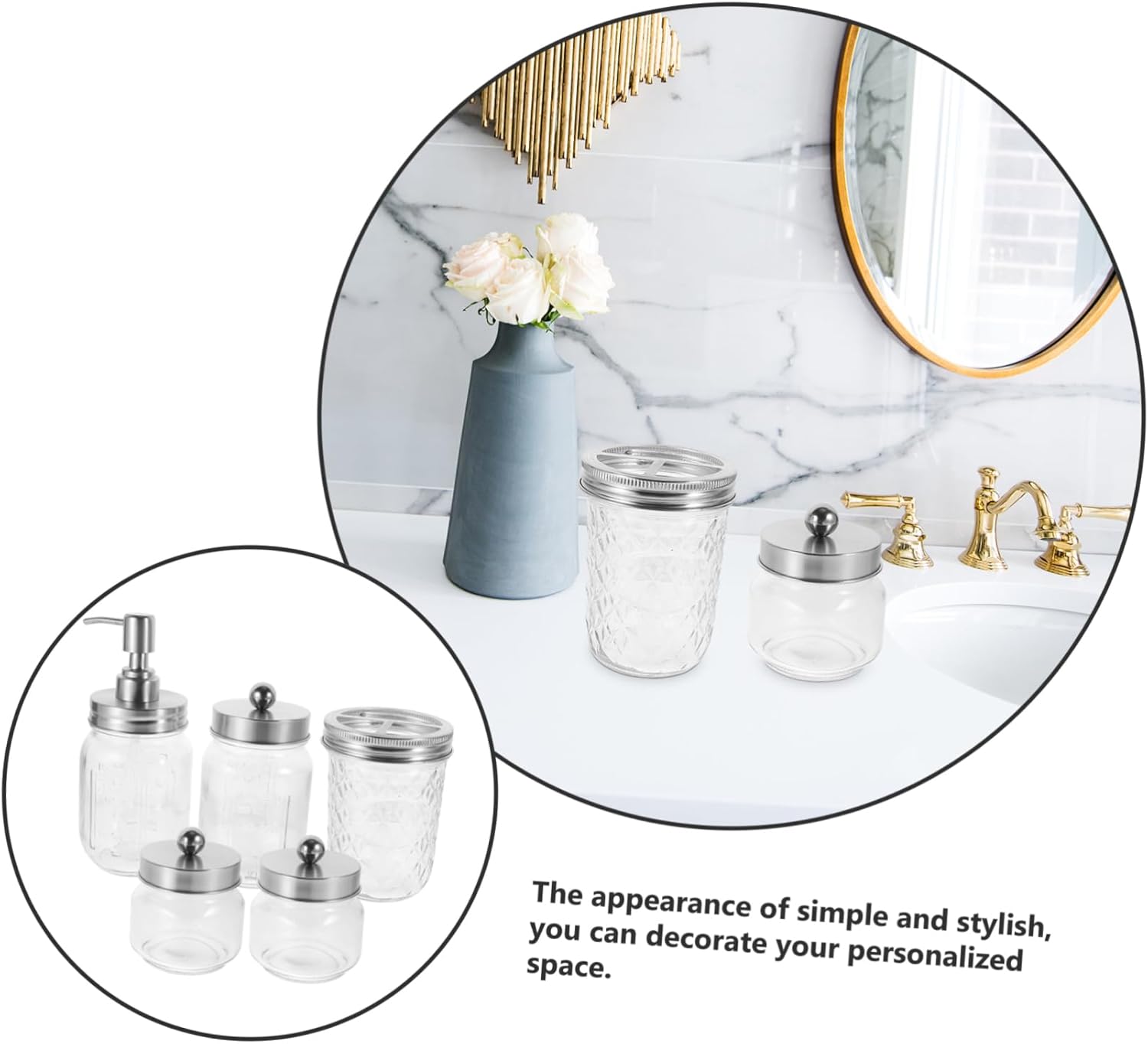 ABOOFAN Soap Dispenser Bathroom Set Jar Bathroom Accessories Toothbrush Holder Lotion Soap Dispenser for Home Decor