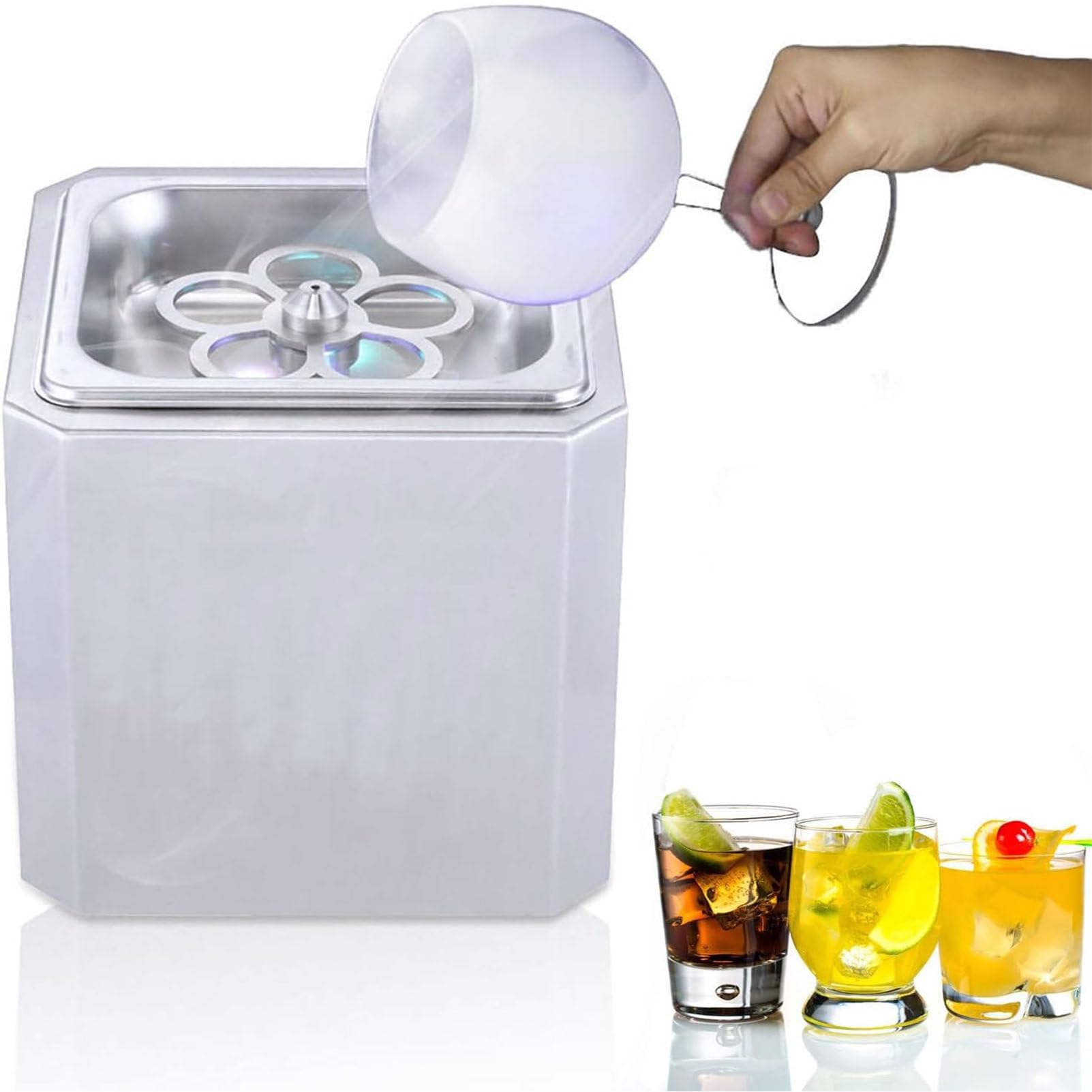 Raffreddatore per Bicchieri, congelatore in Vetro a CO2 con Luce LED per Cocktail, Birra, refrigeratore per Bevande Miste