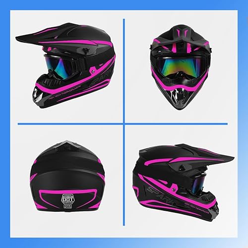 Miniatura 2 de DOT Youth Kids Motocross Helmet, Unisex Off-Road Dirt Bike ATV BMX MX Downhill Street Ride Motorcycle Helmet Goggles Gloves Mask