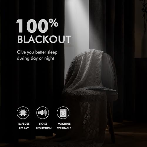 Miniatura 3 de MIULEE - Cortinas 100% opacas con textura de lino para dormitorio, aisladas térmicamente, rosa polvoriento, con ojales, 52 x 108 pulgadas (2