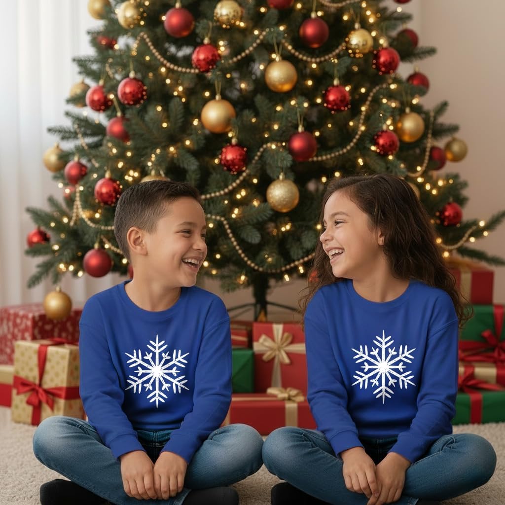 Tstars Big White Snowflake Christmas Sweatshirt - Festive Holiday Sweater Style Pullover for Toddler & Youth Kids 4T - Image 2