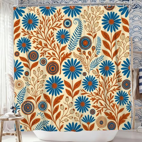 Rideau de douche bohème en polyester de qualité supérieure bleu - 4