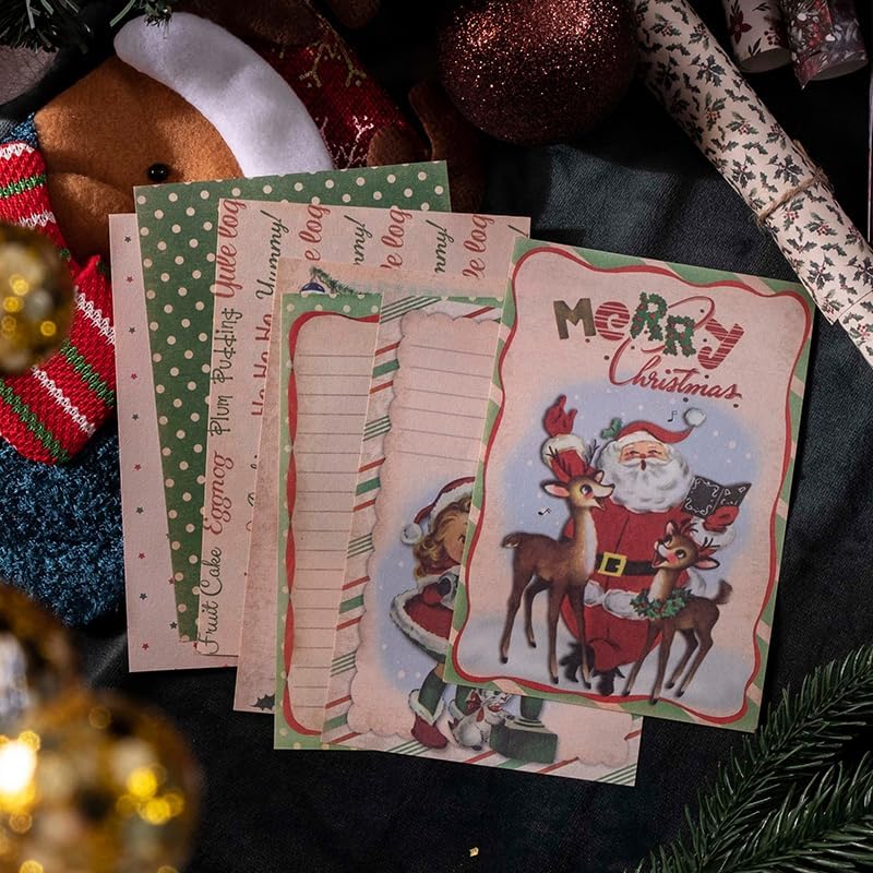 Alideco400 pcs Vintage Scrapbook Paper,Christmas cheer Scrapbooking Paper for Journaling Supplies, Decorative Craft Paper for Junk Journals(shengdanhuanlequ)