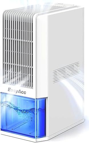 Deshumidificador de 45 oz/día para el hogar, 1100 pies cuadrados, deshumidificadores EasyAcc para dormitorio, sótano, baño, deshumidificador Blanco