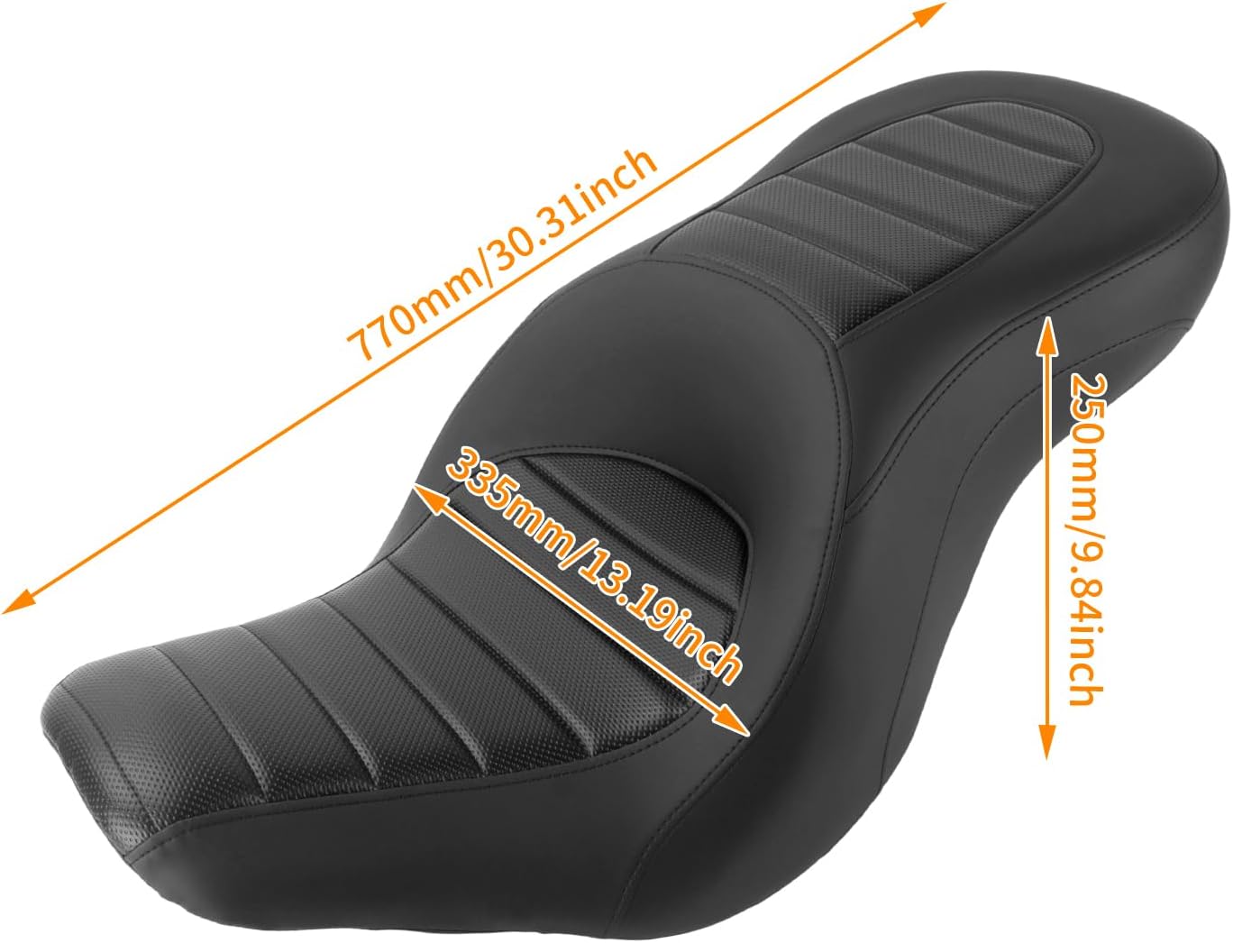 One-Piece Rider Passenger Seat Fit for Harley Softail Sport Glide FLSB Low Rider FXLR FXLRS FXLRST 2018-2024 Black Leather Cushion with Striped Stitching