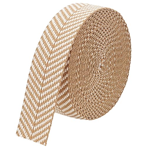 BENECREAT 5 Yards/4.6 Meters Cotton Ribbon, Burlywood Jacquard Ribbon