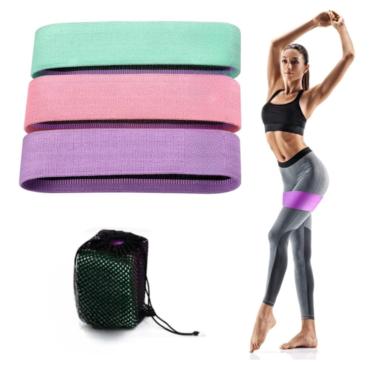 Fabric Resistance Band - Loop Hip Band for Women & Men for Hip(Pack of 3) (B0D3V2Y5ZV) Amazon Price History, Amazon Price Tracker